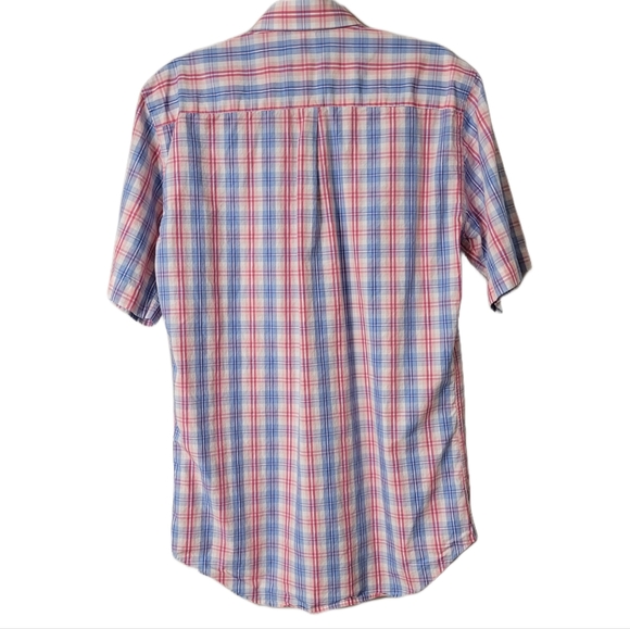 Peter MIllar Short-Sleeve Button-Down Men's Shirt SIze Medium Blue Red P… - Picture 4 of 5